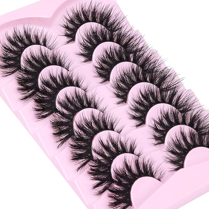 Lashes Flat Faux Mink Eyelashes 20mm Long False Eyelashes Dramatic Cat Eye Eyelashes Wispy 3D Crossed Thick Fox Eyelashes Extensions Strip Lashes Pack by Kiromiro-GlimoraGlow