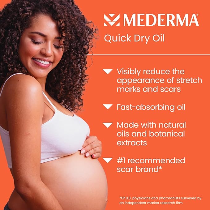 Mederma Quick Dry Oil, Scar and Stretch Mark Treatment, Helps to Improve the Appearance with Natural Botanical Extracts, Paraben Free, Fast-Absorbing, 3.4oz (100ml)-GlimoraGlow