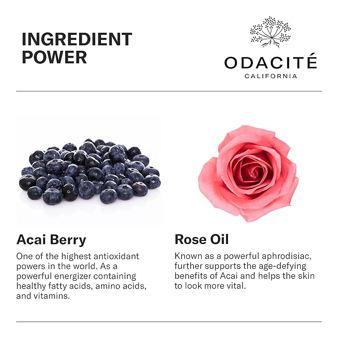 Odacité Anti Aging Serum Concentrate with Acai + Rose - Revitalizing Facial Oil, Youthful Glow, Improves Skin Tone, Wrinkles, and Firmness, Age defying, Rose Oil, 0.17 fl. oz.-GlimoraGlow