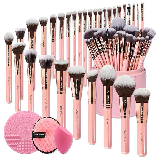 Bueart Design Labeled 30Pcs Professional Deluxe Makeup Brushes set with Extra large holder case for Foundation Face Blending Blush Concealers Eyeshadow-GlimoraGlow
