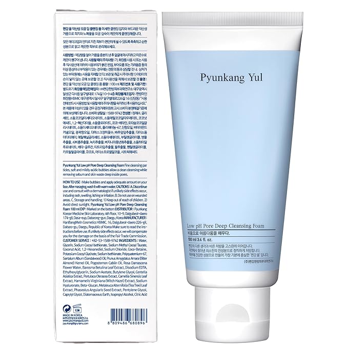 Pyunkang Yul PKY Low pH Pore Deep Cleansing Foam, Pore Cleanser with Fluffy Microbubbles, AHA, Witch Hazel, Zero Irritation, Korean Skincare (3.38 Fl. Oz, 100ml)-GlimoraGlow
