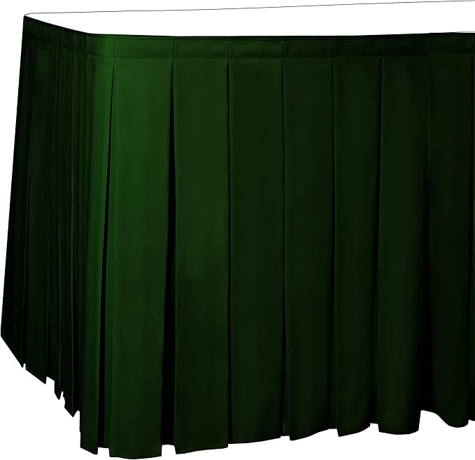 Ultimate Textile Pleat Polyester Fabric Table Skirt - Machine Washable Flame Resistant with Clips for Events, Weddings & Trade Shows, Cut & Sewn in Paterson, NJ - Hunter, 17' Box Pleat