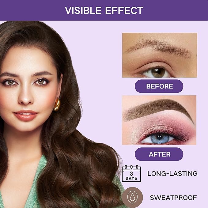 2 Pcs Dark Brown Easy Peel Off Eyebrow Gel, Tattoo Eyebrow Tint, Waterproof & Sweatproof Peel Off Tinted Eyebrow, Long-lasting Natural Color Up to 3 Days, Eyebrow Tattoo for All Skin Types (#01)-GlimoraGlow