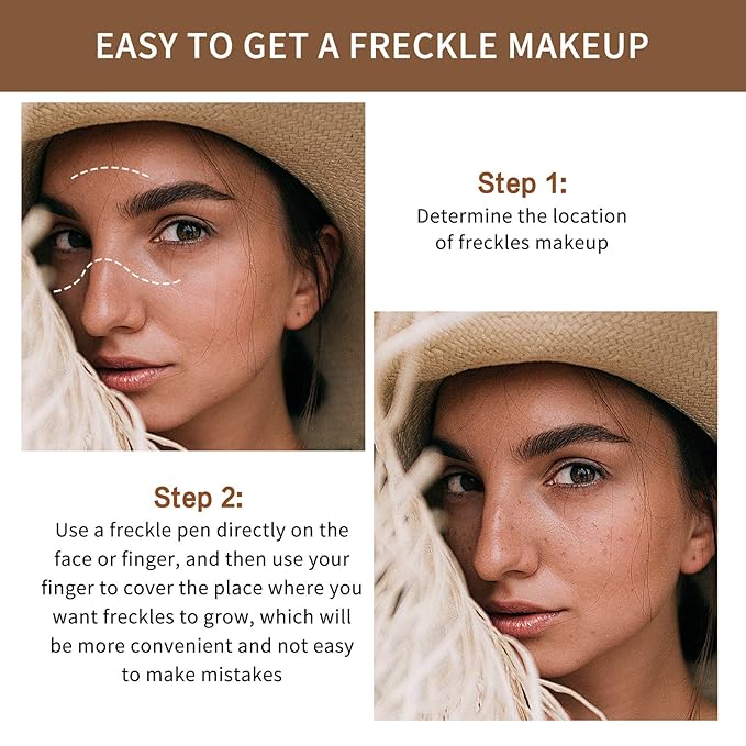 2 Pcs Freckle Pen Set, Natural Lifelike Fake Freckles Makeup Pen Magic Brown Color Freckles Makeup Tool Long-Lasting Waterproof Dot Spot Pen for Effortless Sunkissed Makeup (Dark Brown)-GlimoraGlow