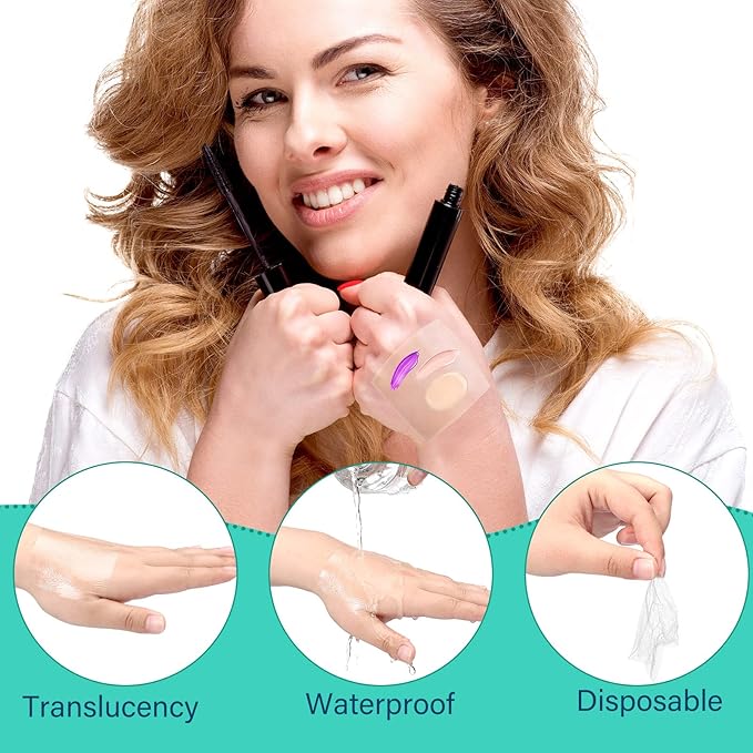 200 Pieces Makeup Hand Palette Single Use Makeup Mixing Palette Disposable Foundation Mixing Tray Adhesive Artist Cosmetic Makeup Palette Waterproof Makeup Tape for Women Girl (3.15 x 3.15 Inch)-GlimoraGlow