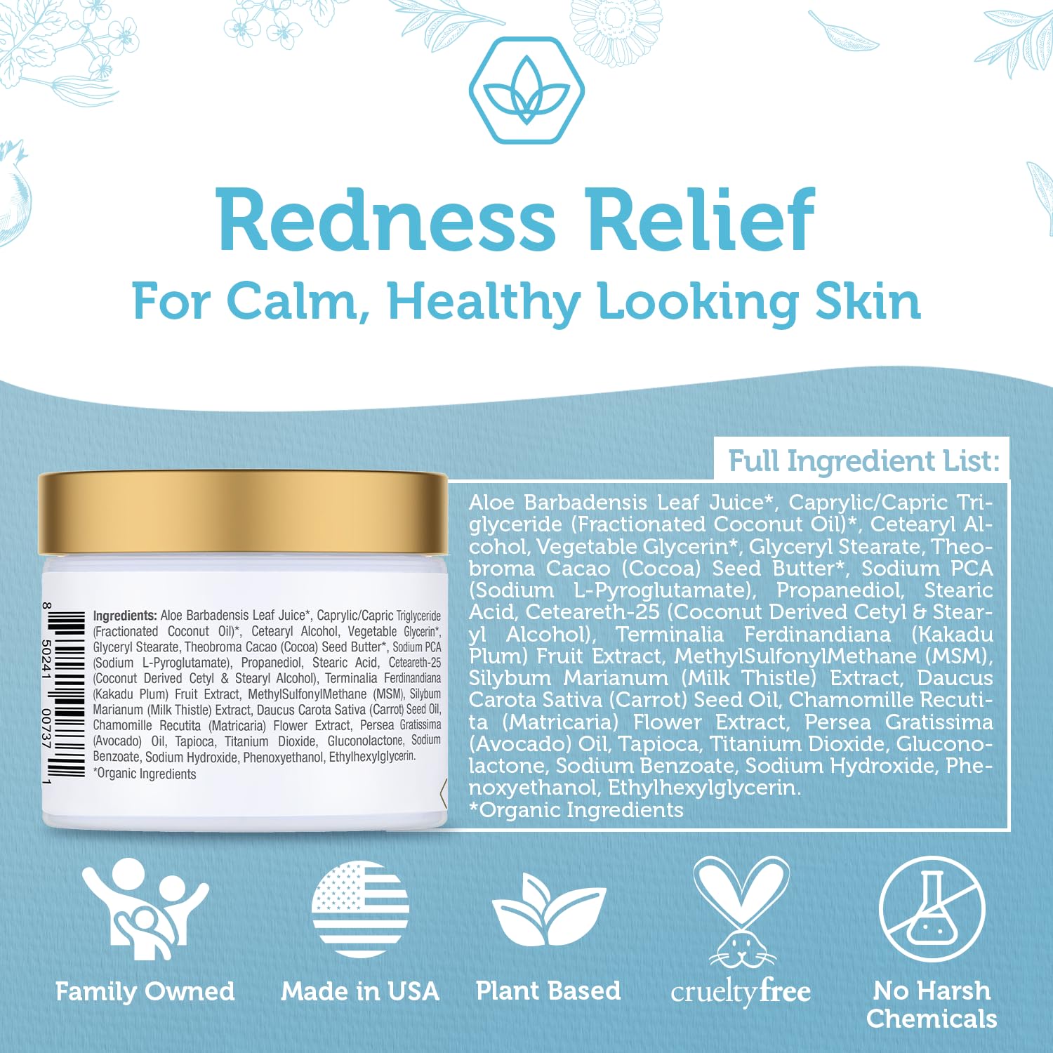 Era Organics Cream Redness Relief Moisturizer- Soothing Redness Relief for Face with Manuka Honey, MSM, Chamomile - Calming Moisturizer Made in USA-GlimoraGlow