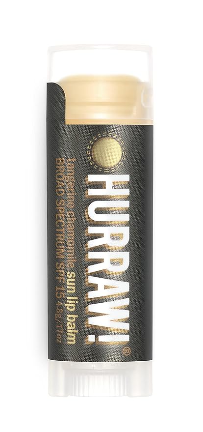 Hurraw! Sun Lip Balm (Zinc Oxide Protection, Broad Spectrum SPF 15, Tangerine, Chamomile): Organic, Certified Vegan, Gluten Free. Non-GMO, 100% Natural. Bee, Shea, Soy and Palm Free. Made in USA-GlimoraGlow