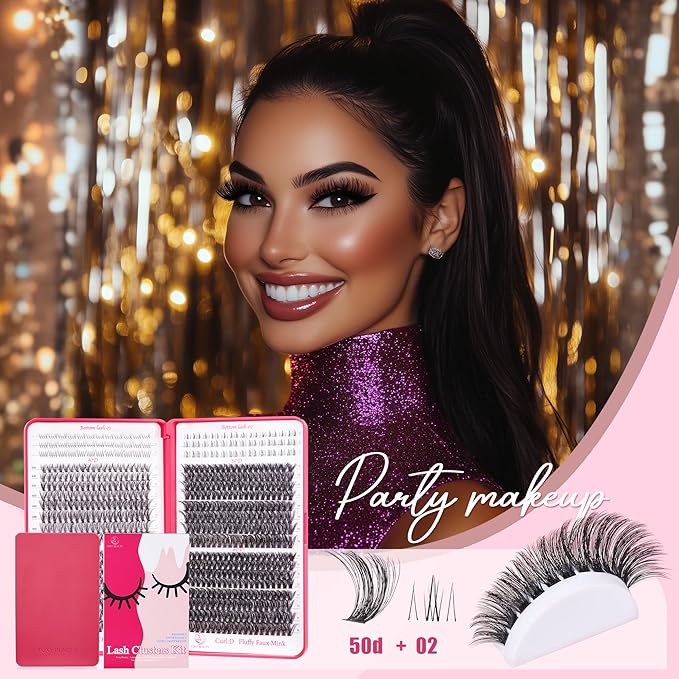 CCODDY Lash Clusters Kit - False Eyelash with Bottom Lashes - 748 Pieces - Black, Synthetic, Lightweight & Soft Fibers - D Curl Upper & 5-7MM Bottom - No Adhesives Included-GlimoraGlow