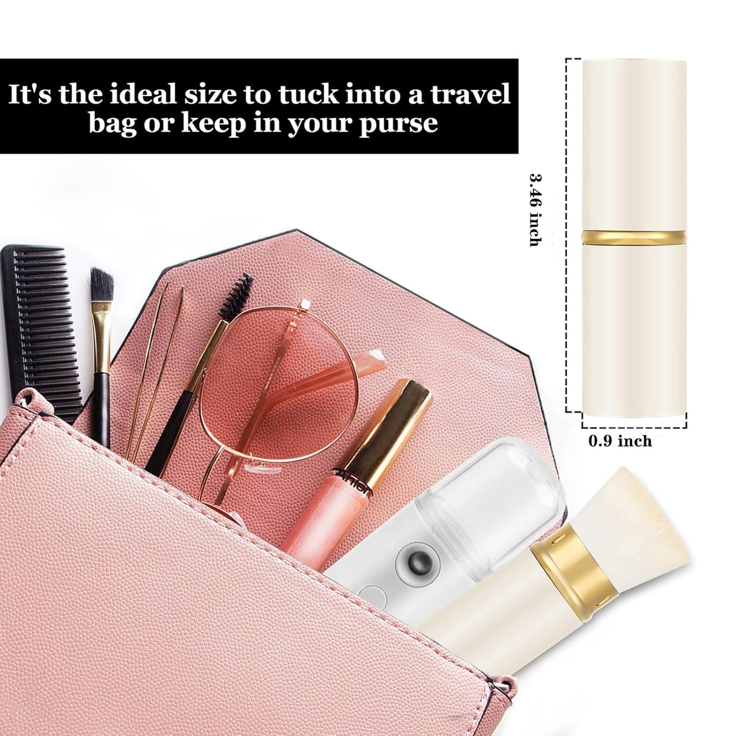 Falliny Retractable Foundation Makeup Brushes, Travel Kabuki Powder Brush Portable Liquid Foundation Sunscreen Brush with Cover for Blending Liquid, Bronzer,Cream or Flawless Powder Cosmetics-GlimoraGlow