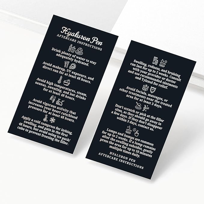 100 Pack - Premium Hyaluron Pen Lip Filler Aftercare Instructions Card 2 x 3.5" Accessories Supplies Kit Care - HP20A100_N-GlimoraGlow