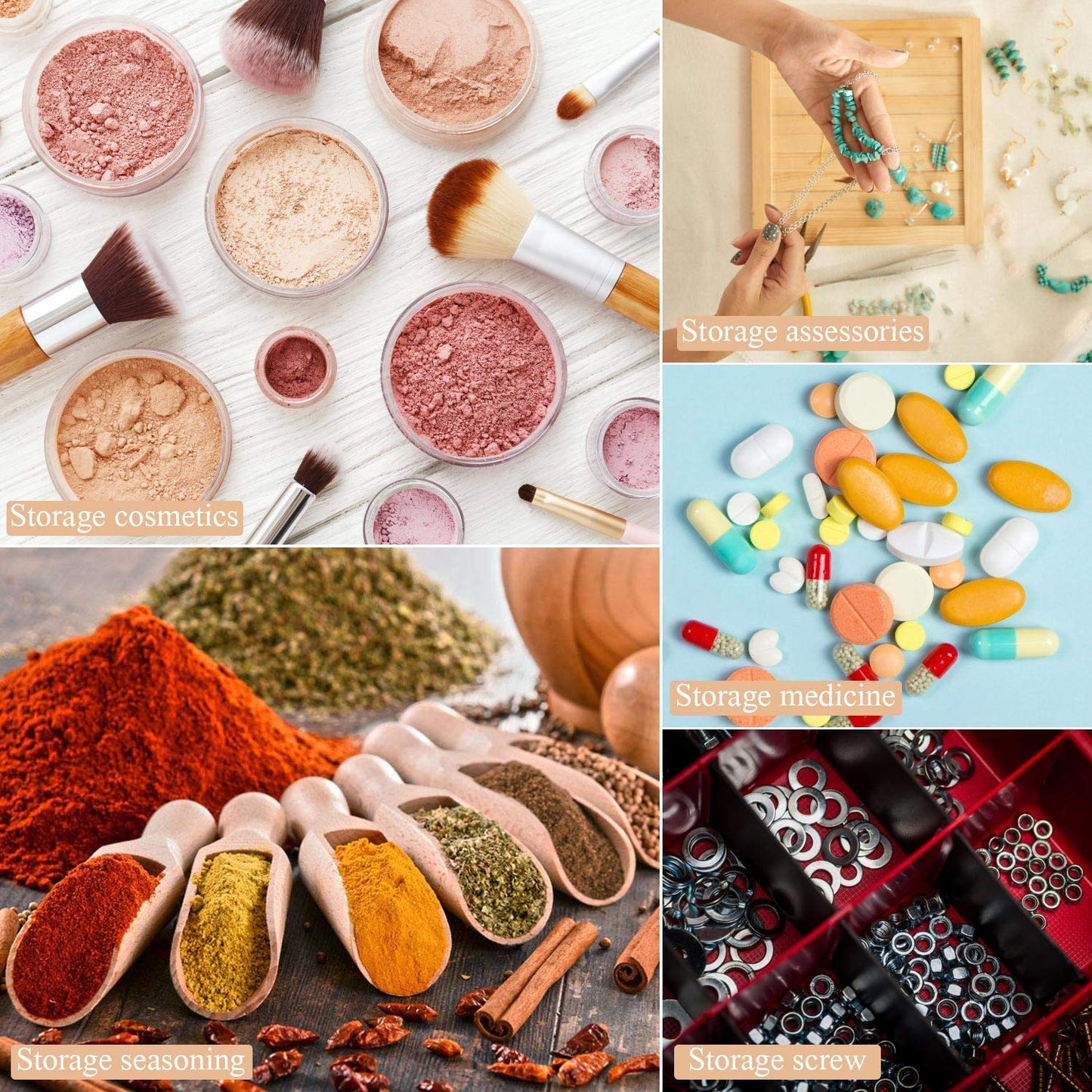 100 Count Empty Makeup Jars 15g Cosmetic Containers with Lids Leak Proof Sample Containers Refillable Plastic Containers - White-GlimoraGlow