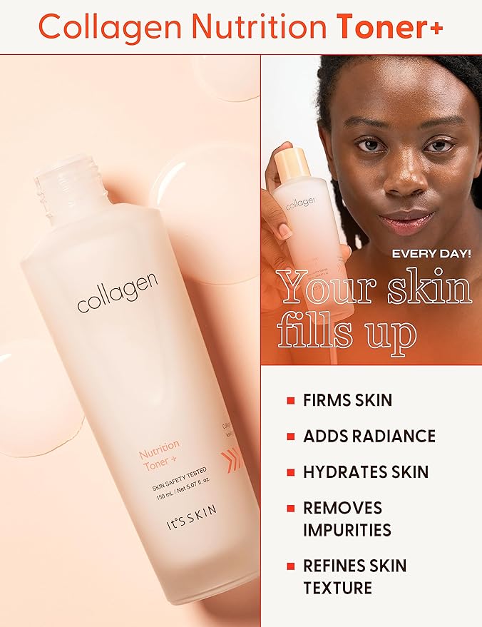 It'S SKIN Collagen Nutrition Toner, Anti-Wrinkle Face Toner with Marine Collagen, Firming & Revitalizing, Texture Refining pH Balancing & Nourishing Toner, 5.07 fl.oz.-GlimoraGlow