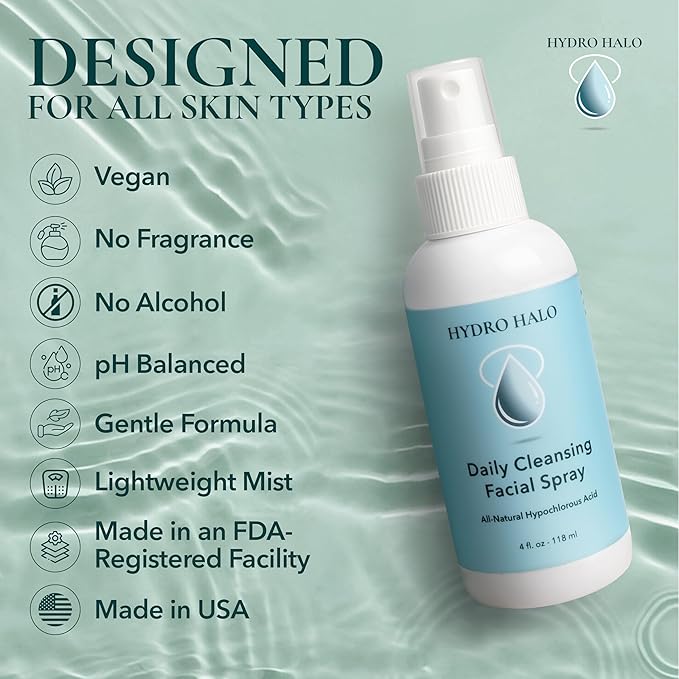 Hypochlorous Acid Spray for Face 4oz – Pure Hypochlorous Acid Spray Cleaner, Daily Cleansing Facial, pH Balanced, Plant Based, No Alcohol, USA Made-GlimoraGlow