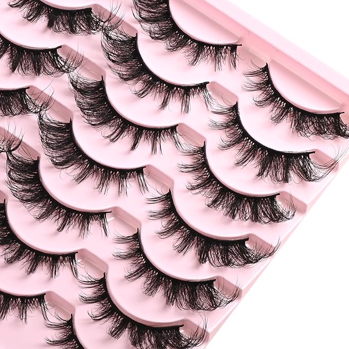 FARRED Cat Eye Lashes Fox Eyelash Wispy Fluffy False Eyelashes 14 Pairs Fake Eyelashes Natural Look Short Natural Lashes Cat Eye Lash Wispy Volume Eyelash (F23 | 8-16mm)-GlimoraGlow
