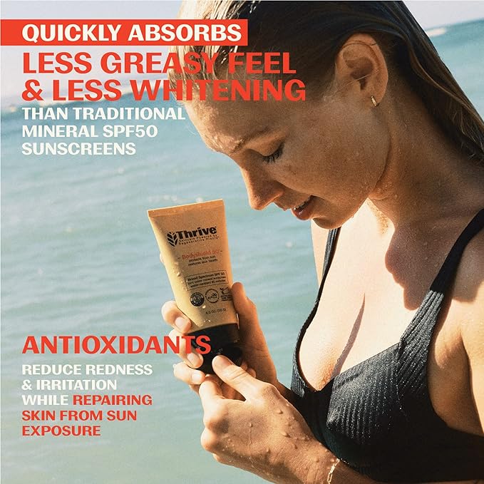 Thrive Natural Care Reef Safe Sunscreen SPF50 - Hawaii 104 Reef Act Compliant - Mineral Sunscreen Non-Nano Zinc Oxide - Vegan, (5.8 Oz (Pack of 2))-GlimoraGlow