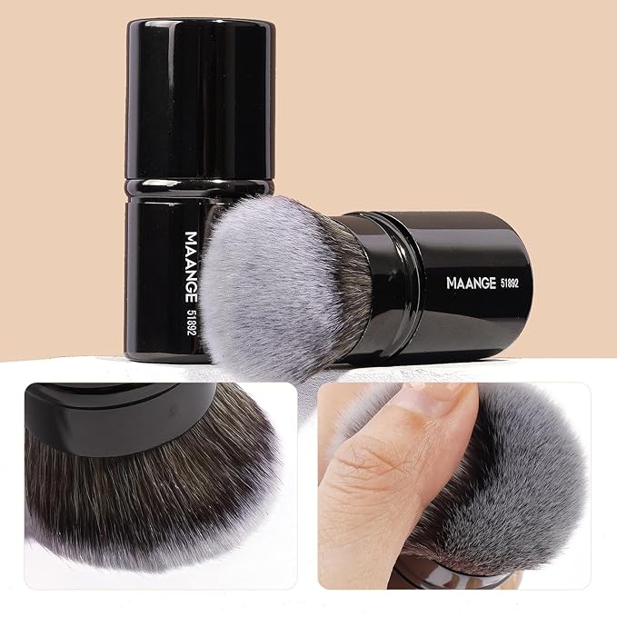 MAANGE 7pcs Makeup Brush Set Double Sided Kabuki Makeup Brushes Contour Brush for Foundation Liquid Powder Concealer Cream Cosmetics Bronzer Blending Blush Buffing Makeup Tools (Black)-GlimoraGlow