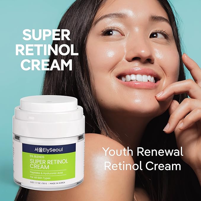 Retinol Cream for Face Korean Skincare: Anti-Aging Collagen Peptides & Hyaluronic Acid Face Cream for Women, 1.7 oz.-GlimoraGlow