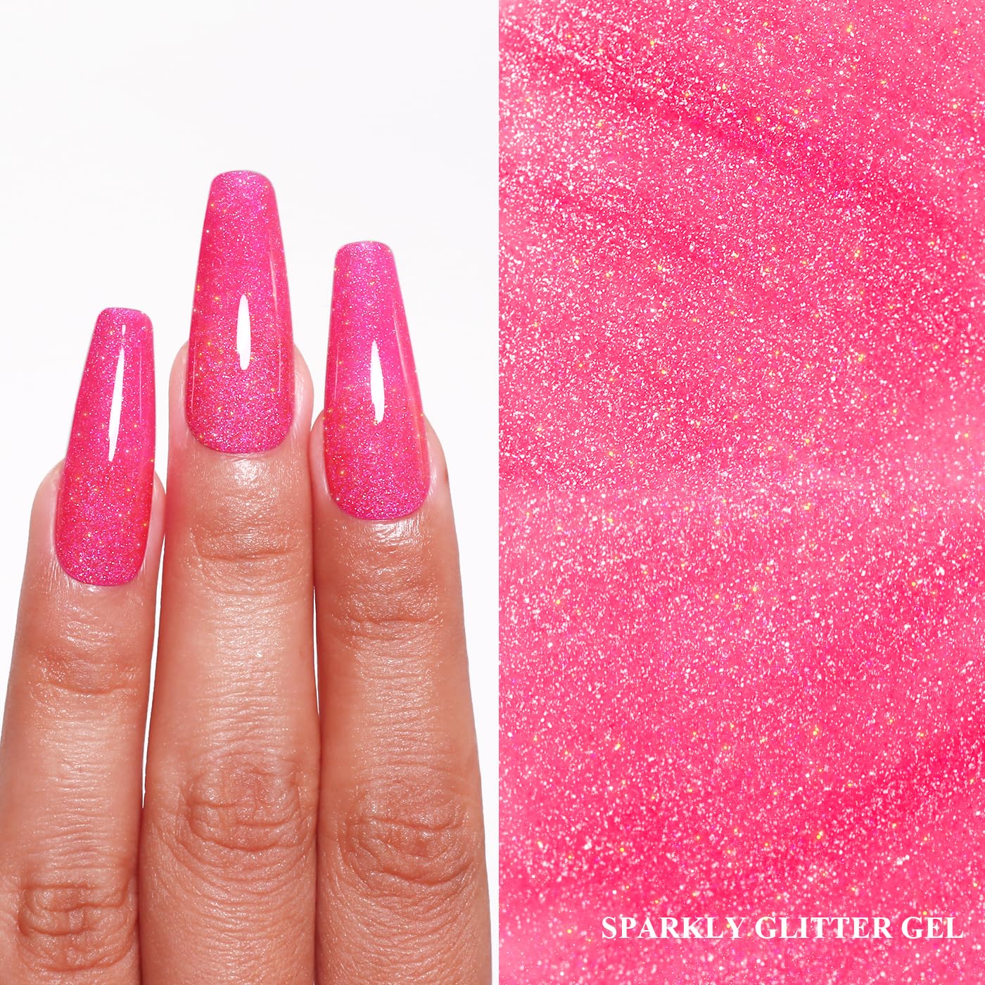 Imtiti Glitter Gel Nail Polish, Rose Pink Iridescent Glitter Nail Gel Polish Diamond Shimmer Sparkle Soak Off UV LED Spring Summer Manicure 10ML-GlimoraGlow