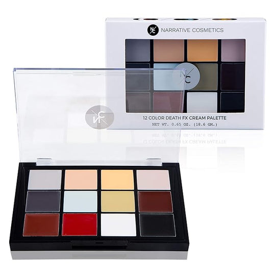 12-Color Death FX Cream Palette, Professional Quick Drying Waterproof SFX Makeup for the Stage, Film, Costumes, Cosplay, Halloween-GlimoraGlow