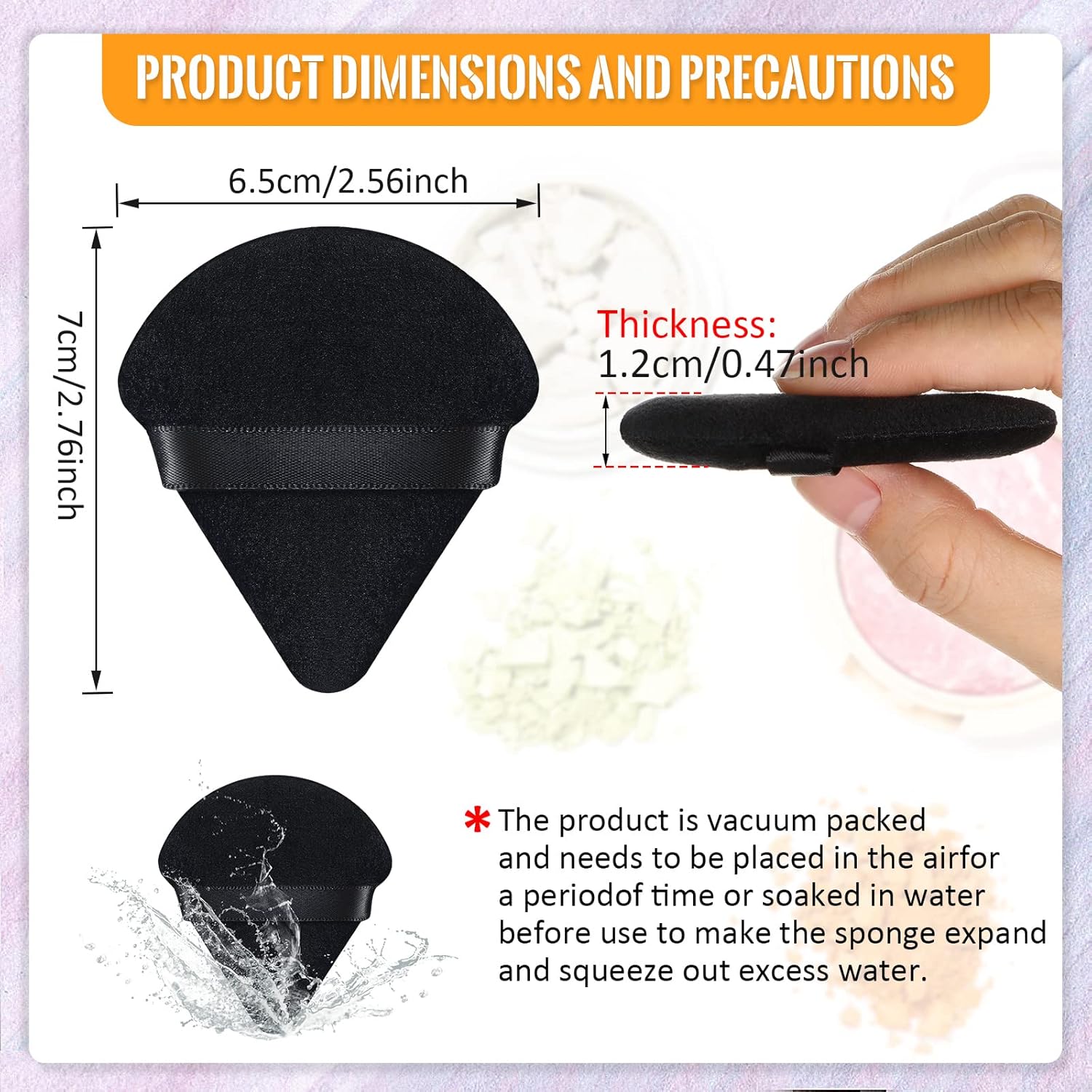 Meanplan 100 Pcs Powder Puff Face Soft Makeup Sponge Triangle Powder Puffs for Loose Velour Cosmetic Foundation Wet Dry Sponge Makeup Tools(Black)-GlimoraGlow