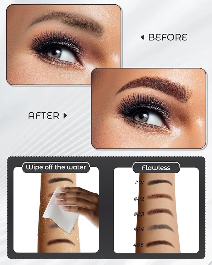 12Pcs Microblading Eye Brow Pencils for Women Brown Waterproof Eyebrow Pencil w/Eyebrows Razor & Scissors Kit 0.5mm Ultra-Fine Tip Creates Hair-Like Strokes for Effortless Natural Brows-GlimoraGlow