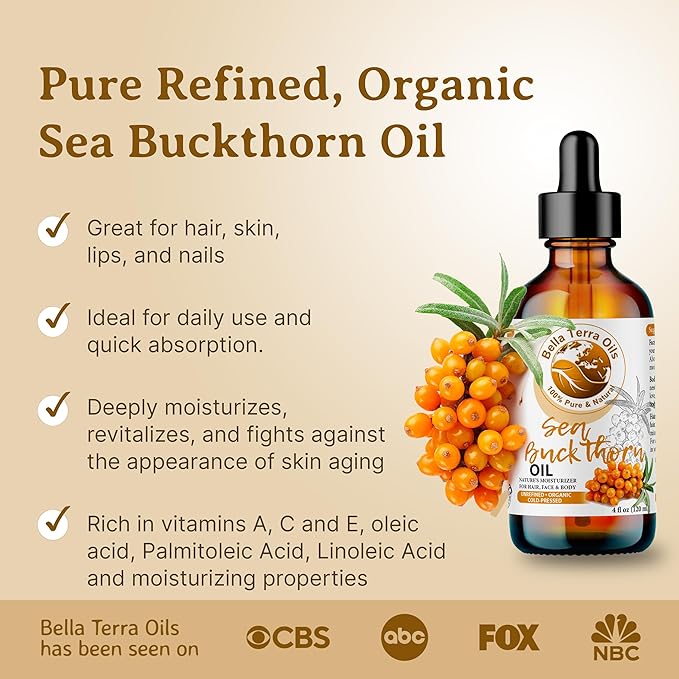 Bella Terra Oils Pure Sea Buckthorn Oil – 1gallon, Enhances Hair and Skin Appearance, Rich in Nutrients, Non-Greasy, Quick Absorbing-GlimoraGlow