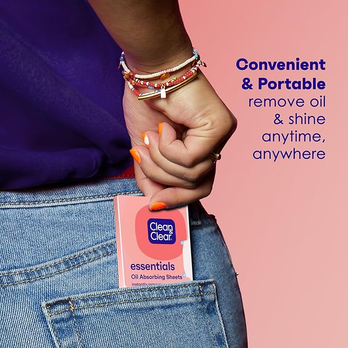 Clean & Clear Oil Absorbing Facial Sheets, Portable Blotting Papers for Face & Nose, Absorbing Blotting Sheets for Oily Skin to Instantly Remove Excess Oil & Shine, 3 x 50 ct-GlimoraGlow