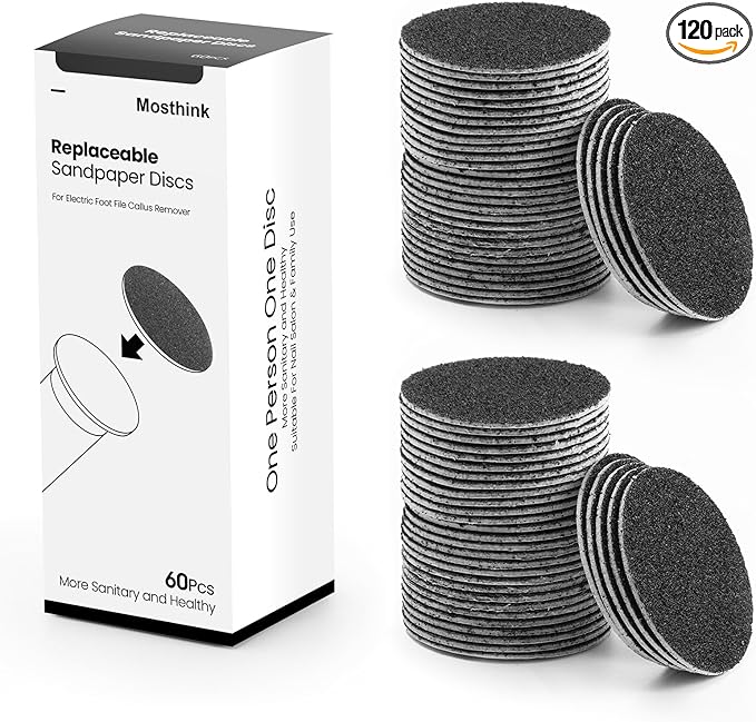 120pcs Replacement Sandpaper Refill Discs for Electric Foot File Callus Remover Tool for Men Women Dead Cracked Hard Skin (60 Grit+60 Grit)-GlimoraGlow