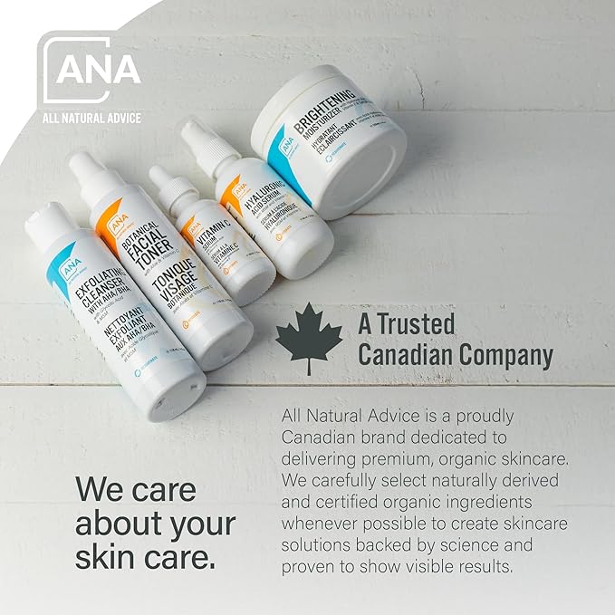 All Natural Advice Vitamin C Serum 60mL | 20% Vitamin C Face Serum Solution with Organic Botanicals, Hyaluronic Acid & Vitamin E | UV-Shielding Glass Bottle, Spray & Dropper | Canadian Skin Care-GlimoraGlow