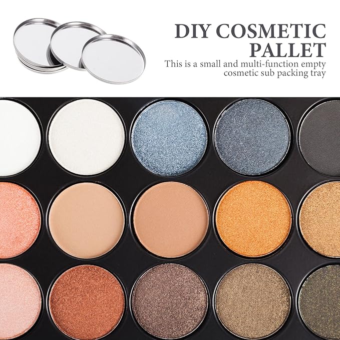 20pcs Metal Makeup Eyeshadow Jars Pan Palettes Tin Lipstick Foundation Single Holder Watercolor Eye Tray Steel Round Blush Pans Magnetic Cosmetic Plate Empty Pigment for-GlimoraGlow