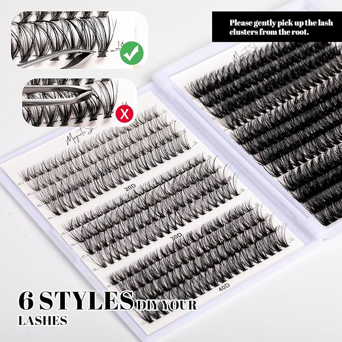 Lash Clusters 480 Clusters D Curl 10-20mm False Eyelash 60D 80D 100D Thick Eyelash Extension 20D 30D 40D Individual Eyelashes Multi-Style DIY Lash Extensions for Beginners(20D-100D-D, 10-20MIX)-GlimoraGlow