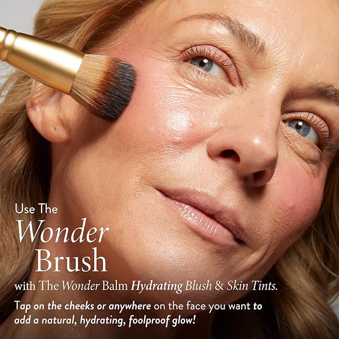 LAURA GELLER NEW YORK The Wonder Brush, Makeup Brush with Wooden Handle, Apply The Wonder Balm, Cream & Liquid Blush, Even Application and Blending-GlimoraGlow