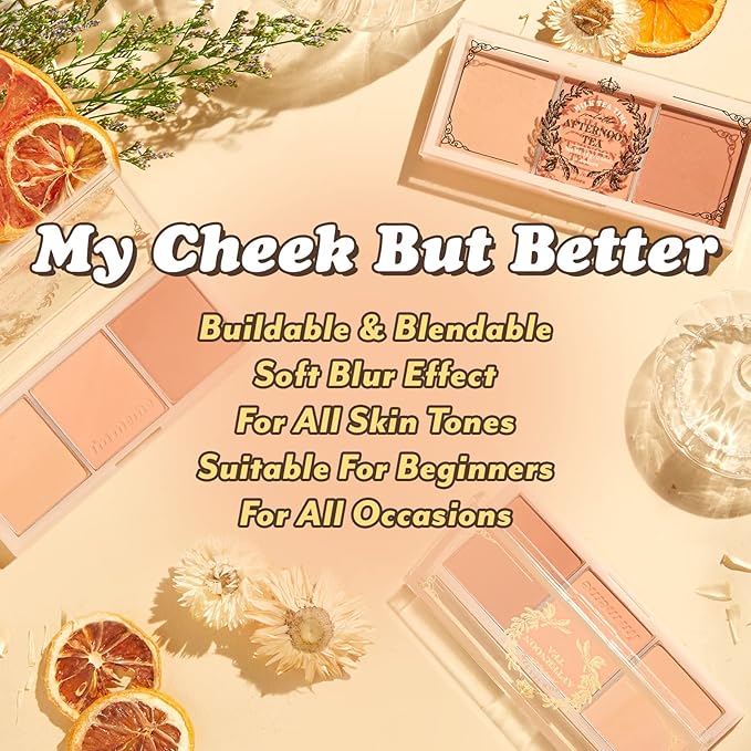 I'm Meme Palette - Afternoon Tea Blusher | Milk Tea Time, Blush for Cheek, Natural & Neutral, Buildable & Blendable, 3 Shades Palette, Matte Powder Blush for Face & Cheeks, For All Skin Tones, 0.42 oz-GlimoraGlow