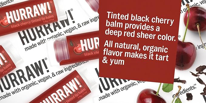 Hurraw! Raspberry Tinted, Black Cherry Tinted, Hazelnut Tinted Lip Balms, 3 Pack Bundle: Organic, Certified Vegan, Cruelty & Gluten Free. Non-GMO, 100% Natural. Bee, Shea, Soy & Palm Free. Made in USA-GlimoraGlow