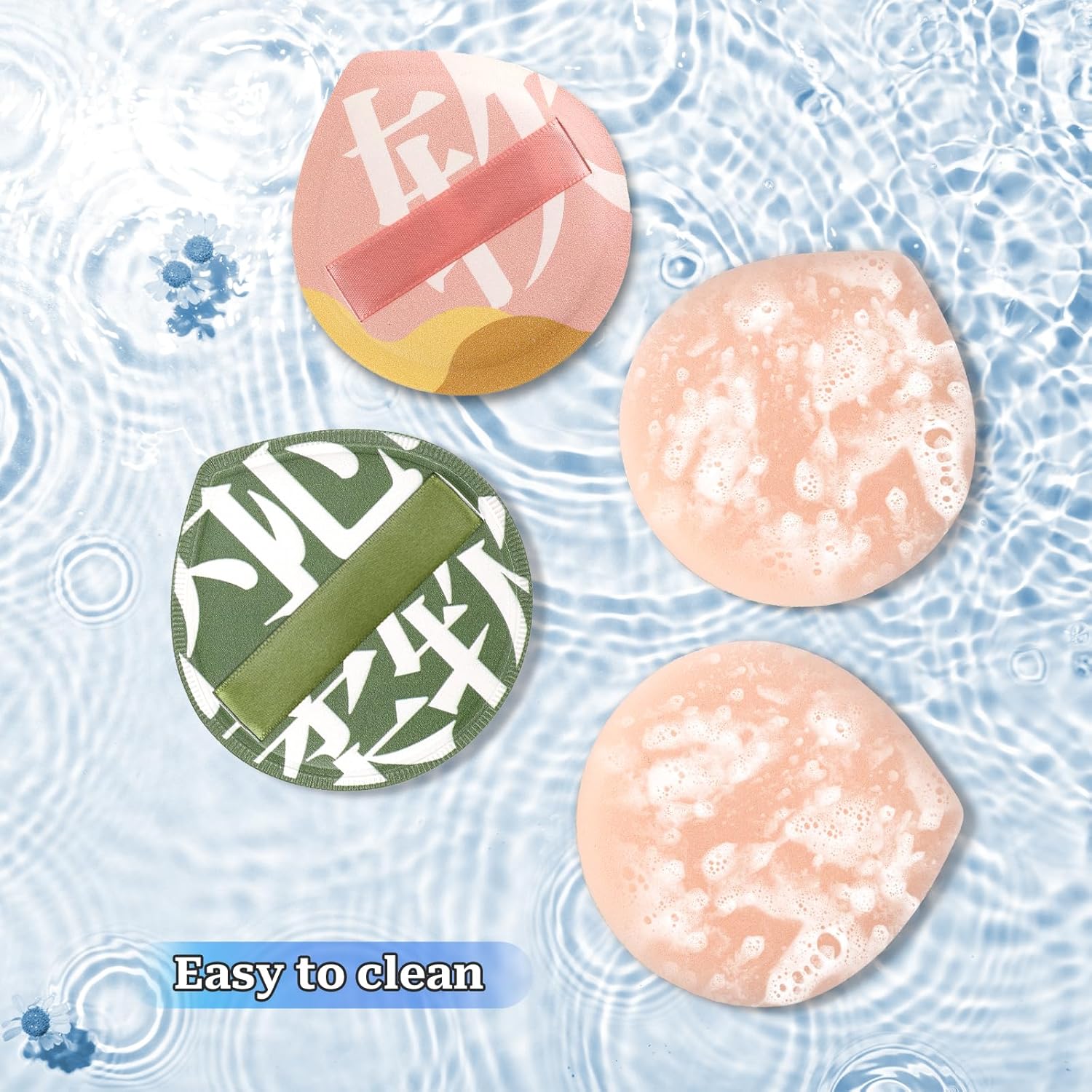 4 PCS Foundation Sponge, Korean Makeup Sponge Puff Teardrop Setting Powder Puff Face Makeup Cushion Puff Soft Beauty Blender Sponge for Concealer Liquid Cream and Powder, Beginner Friendly, Medium-GlimoraGlow