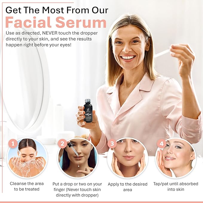 Facial Serum - Fight Blemishes - Acne Pimples & Breakouts - Soften Fine Lines & Wrinkles - Hydrate & Repair Damaged Skin - Clear Complexion - Collagen - 2 Types of Hyaluronic Acid - Anti Aging - 1oz-GlimoraGlow