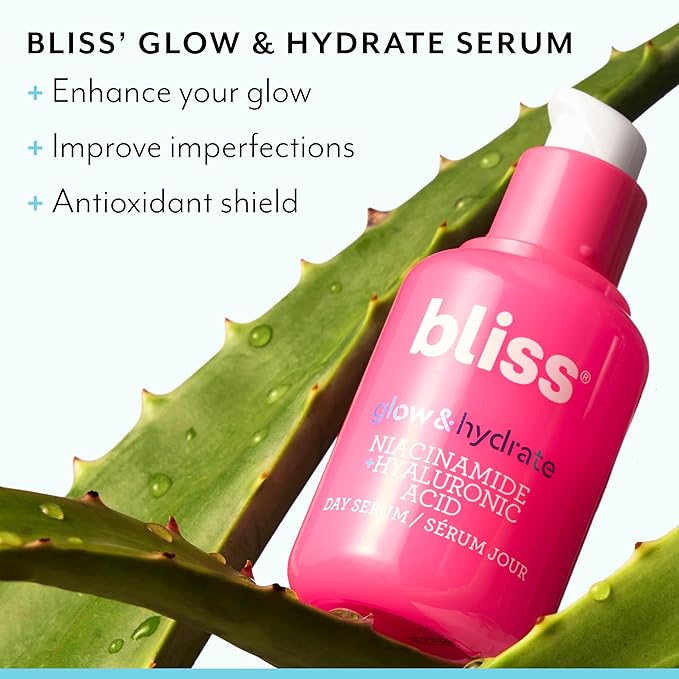Bliss Glow & Hydrate Serum - Niacinamide + Hyaluronic Acid Serum - 1 Fl Oz - Improves Dullness, Hydrates, Replenishes & Defends Skin - Lightweight Hydration - Clean - Vegan & Cruelty Free-GlimoraGlow