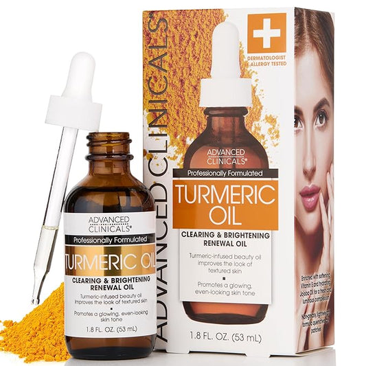 Advanced Clinicals Turmeric Oil Serum For Face | Facial Skin Care Serum With Jojoba + Coconut Oil To Improve Appearance Of Dark Spots & Uneven Skin Tone | Antioxidant Dry Skin Moisturizer, 1.8 Fl Oz-GlimoraGlow