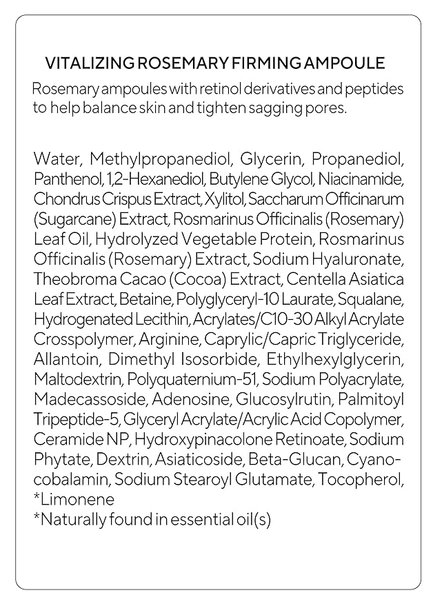 AROMATICA Vitalizing Rosemary Firming Ampoule Serum 30ml - Skin Revitalizing Retinol Serum for Face, Moisturizing & Strengthening Skin Barrier-GlimoraGlow