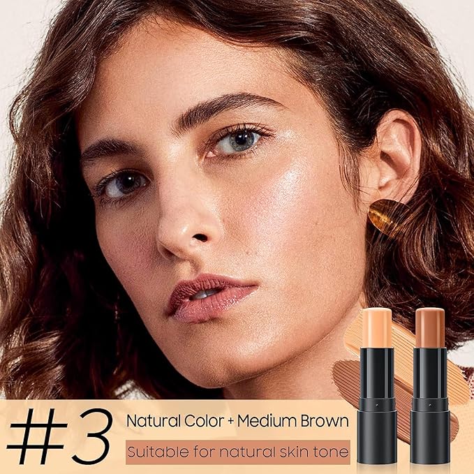2023 Upgrade Contour Stick, 2 Colors Double-end Contour Highlighter Stick Contour Stick Face Highlighter Contour Makeup Contouring Sticks Cream Concealer (Natural, Netural Coffee)-GlimoraGlow