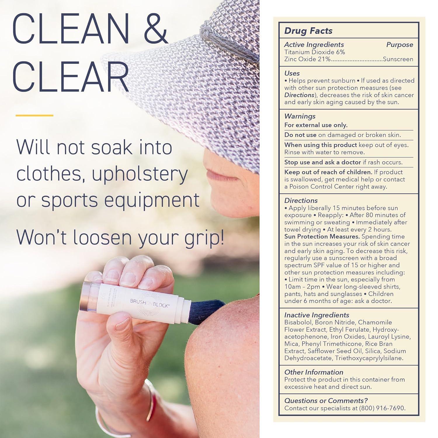 Brush On Block SPF 50 Mineral Powder Sunscreen, Translucent, Broad Spectrum, Water Resistant Face Protection, For All Skin Tones & Types, Reef Friendly, Mfg in USA-GlimoraGlow