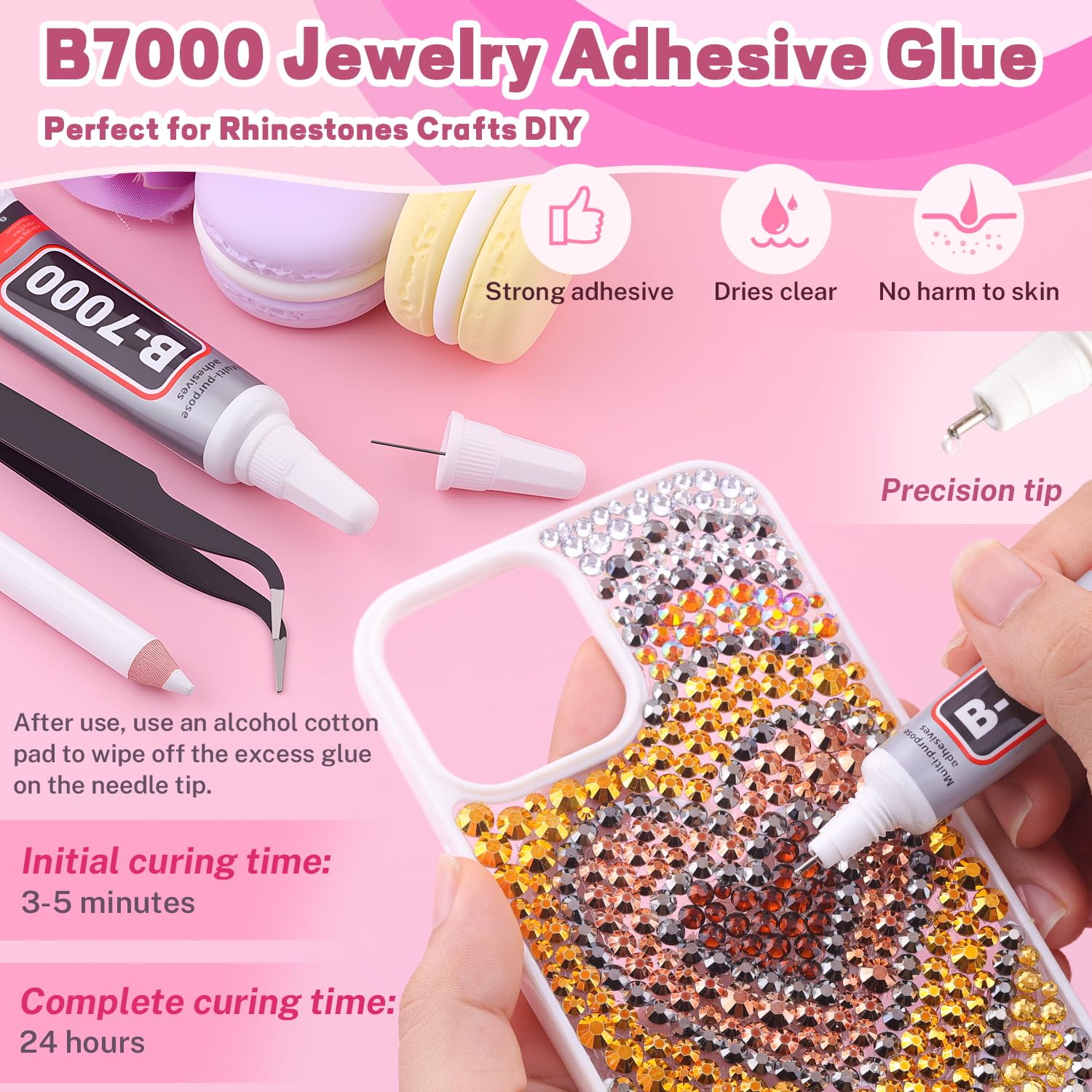 20000Pcs Metallic Rhinestones for Bedazzling with 1Pcs B7000 Jewelry Glue, Resin Rhinestones for Crafting Crafts DIY, Bedazzler Kit Gems for Clothing Shoes Tumblers Nail Art Assorted Size 3/4/5/6mm-GlimoraGlow