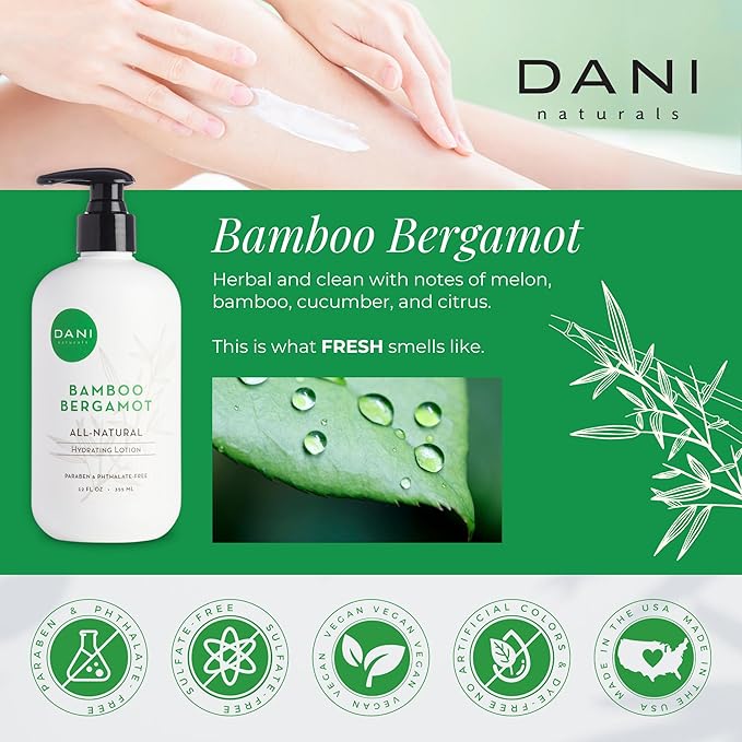 Naturals Hand & Body Lotion - Clean Bamboo Bergamot Scented, Deep Hydration Lotion for Dry Skin, With Shea Butter & Aloe Vera, Natural & Organic Ingredients, Paraben-Free, 12 Oz-GlimoraGlow