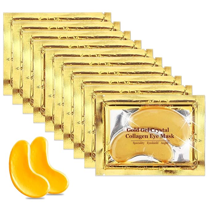 Jakuva 29PCS Gold Gel Crystal Collagen Eye Mask Under Eye Patches For Puffy Eyes and Dark Circles, Hydrating & Anti Aging,24k Gold Eye Mask Eye Patches for Moisturizing-GlimoraGlow