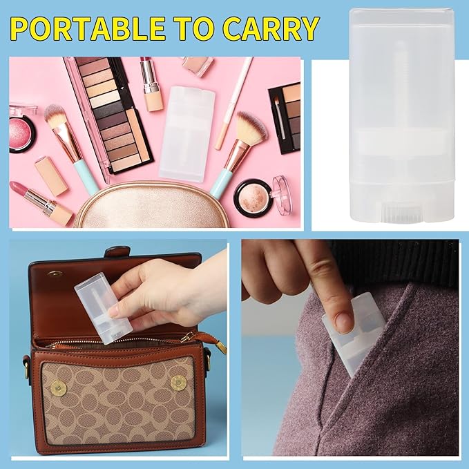 100PCS 15ML Transparent Empty Oval Deodorant Lip Lipstick Balm Tubes Containers for DIY Homemade Crayon Chapstick Holder-GlimoraGlow