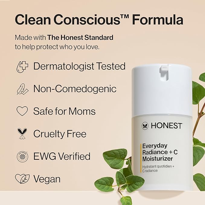 Honest Beauty Everyday Radiance Vitamin C Lightweight Moisturizer | Brightens + Improves Skin Tone | Gentle for Sensitive Skin, Fragrance Free, Vegan | 1.7 fl oz-GlimoraGlow