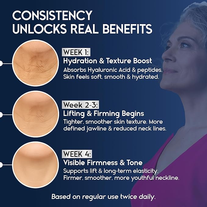 Neck Creams for Tightening and Firming Sagging Skin - Skin Tightening Cream for Face - Decollete & Chest, Under Chin Firming for Older Women - Neck Wrinkles Treatment with Collagen & Hyaluronic Acid-GlimoraGlow