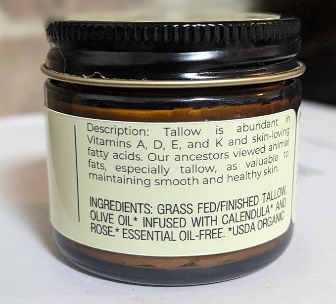 Handmade Whipped Tallow Balm (Unscented/Herb-Infused) - Organic Body Butter with Infused Olive Oil, for Eczema, Rosacea, Baby - 1.3 oz-GlimoraGlow