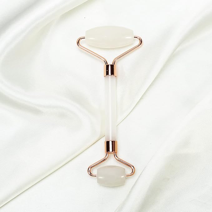 C CRYSTAL LEMON White Natural Face Roller, Jade Gua Sha Sculptor for Aging Wrinkles and Puffiness - Natural White Facial Roller Guasha Tool - Premium Jade Face Roller Cold Roller for Face-GlimoraGlow