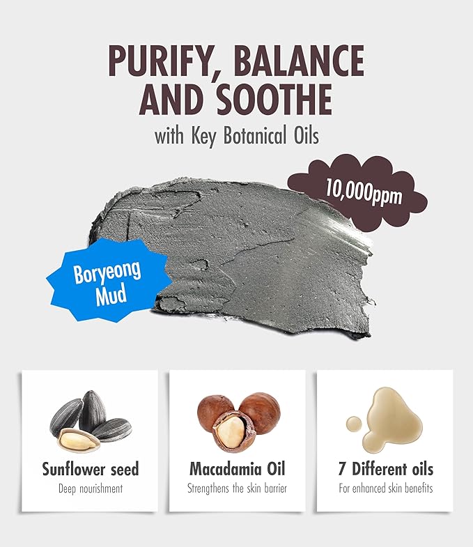 Deep Melting Mud Pore Cleansing Oil - Gentle Make Up Facial Oil Cleanser with Boryeong Mud, Sunflower Seed & 7 Fermented Oils - Vegan & Non-Comedogenic Korean Skincare (6.76 fl oz)-GlimoraGlow